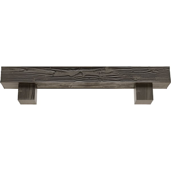 Kit W/ Alamo Corbels, Burnished Honey Dew, 8H  X 12D X 84W Sandblasted Faux Wood Fireplace ManteL